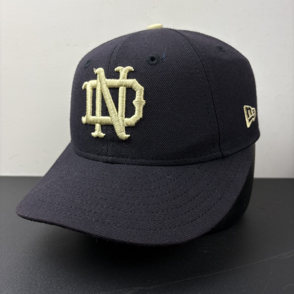 Vintage Notre Dame Fighting Irish New Era 59FIFTY Navy Gold Fitted Hat 7 1/8 Cap